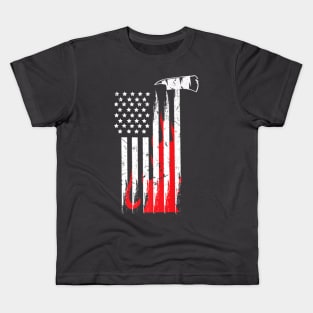 Firefighter Usa Flames And Axe Patriot Vintage Design Tee Kids T-Shirt